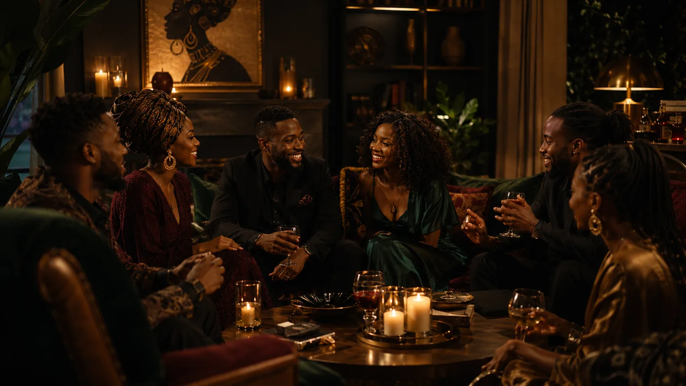 AFROMERA guests connecting in an elegant and welcoming community setting